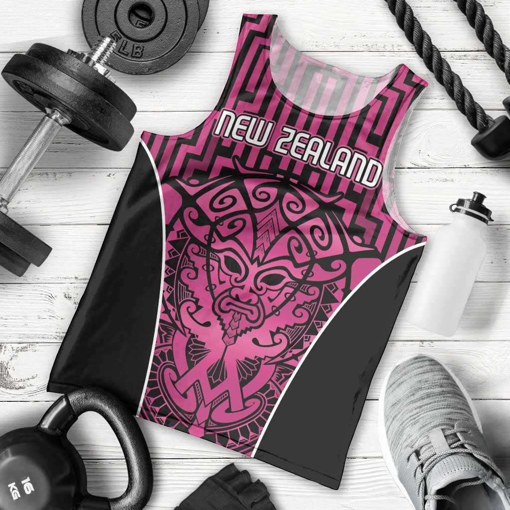Custom Basketball New Zealand Men Tank Top Pink Maori Ta Moko Indigenous - Aussie Hoodie