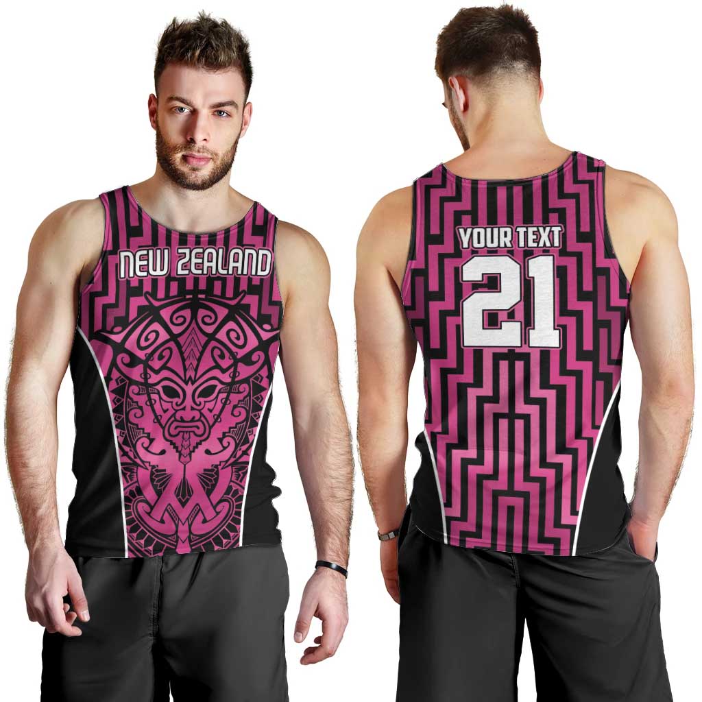 Custom Basketball New Zealand Men Tank Top Pink Maori Ta Moko Indigenous - Aussie Hoodie