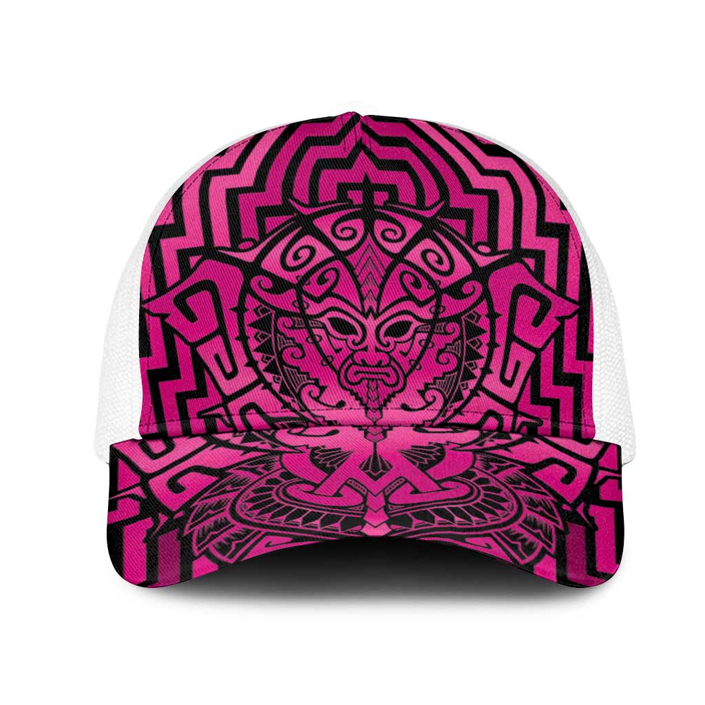 Basketball New Zealand Mesh Trucker Cap Pink Maori Ta Moko Indigenous - Aussie Hoodie