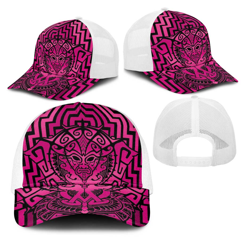 Basketball New Zealand Mesh Trucker Cap Pink Maori Ta Moko Indigenous - Aussie Hoodie
