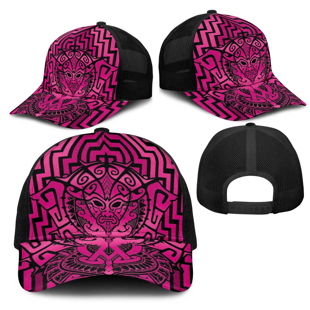 Basketball New Zealand Mesh Trucker Cap Pink Maori Ta Moko Indigenous - Aussie Hoodie