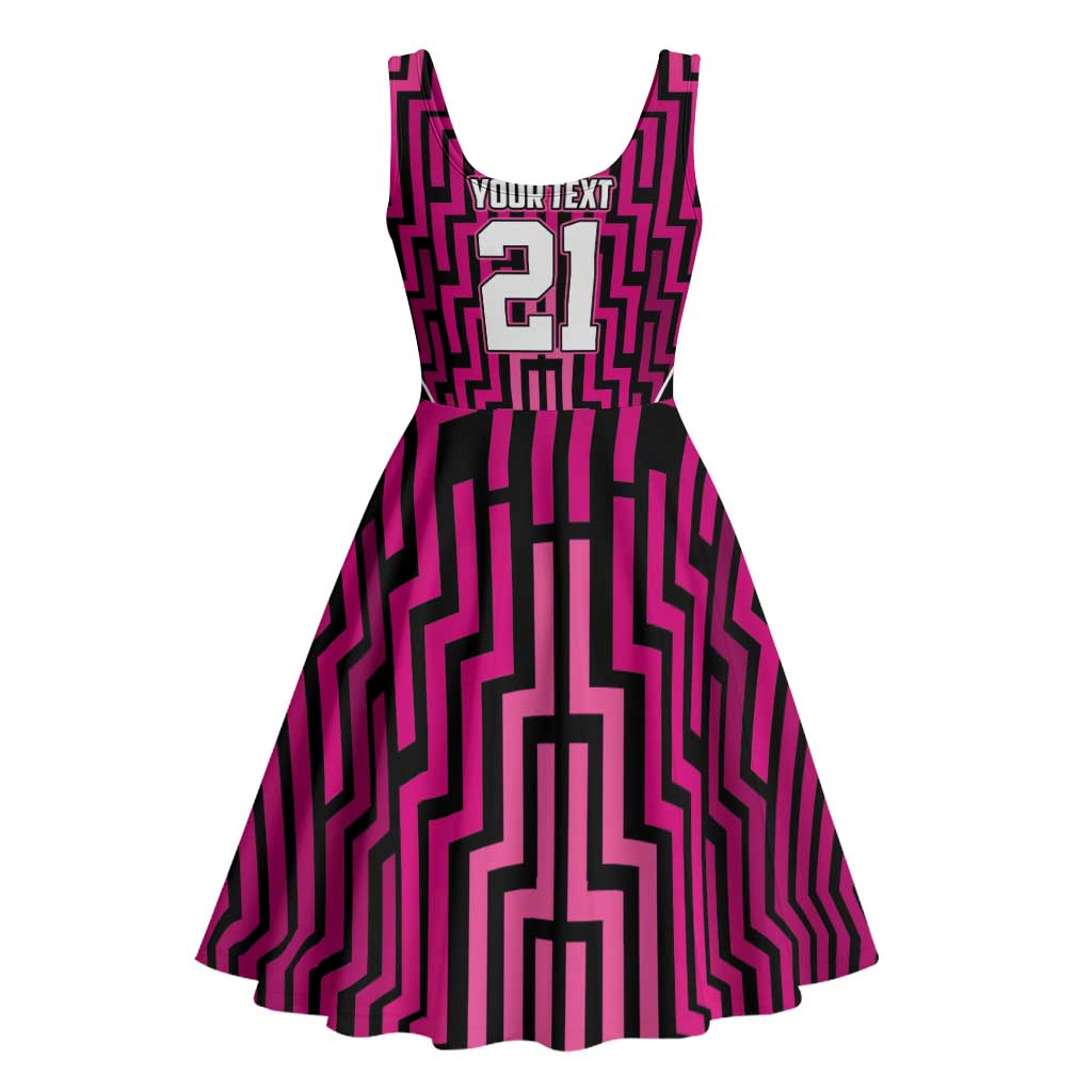 Custom Basketball New Zealand Midi Dress Pink Maori Ta Moko Indigenous - Aussie Hoodie