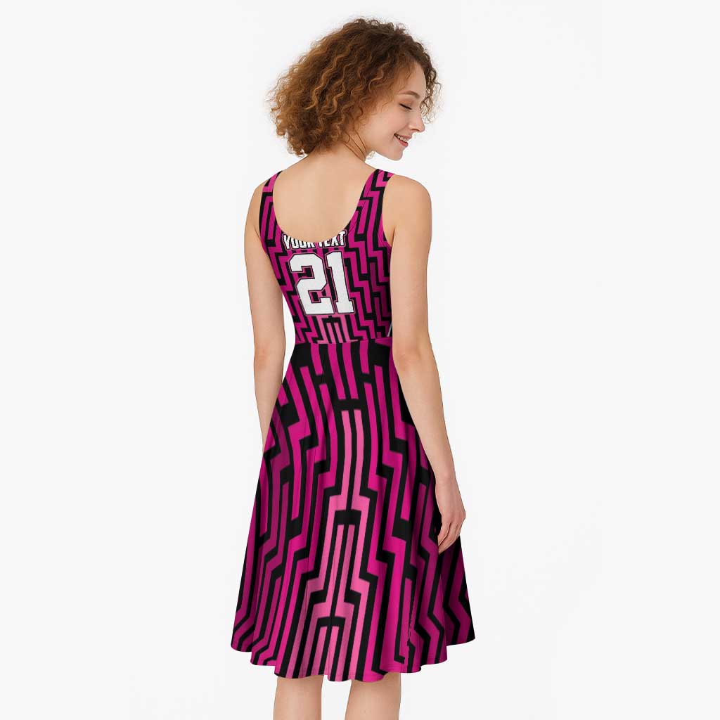 Custom Basketball New Zealand Midi Dress Pink Maori Ta Moko Indigenous - Aussie Hoodie