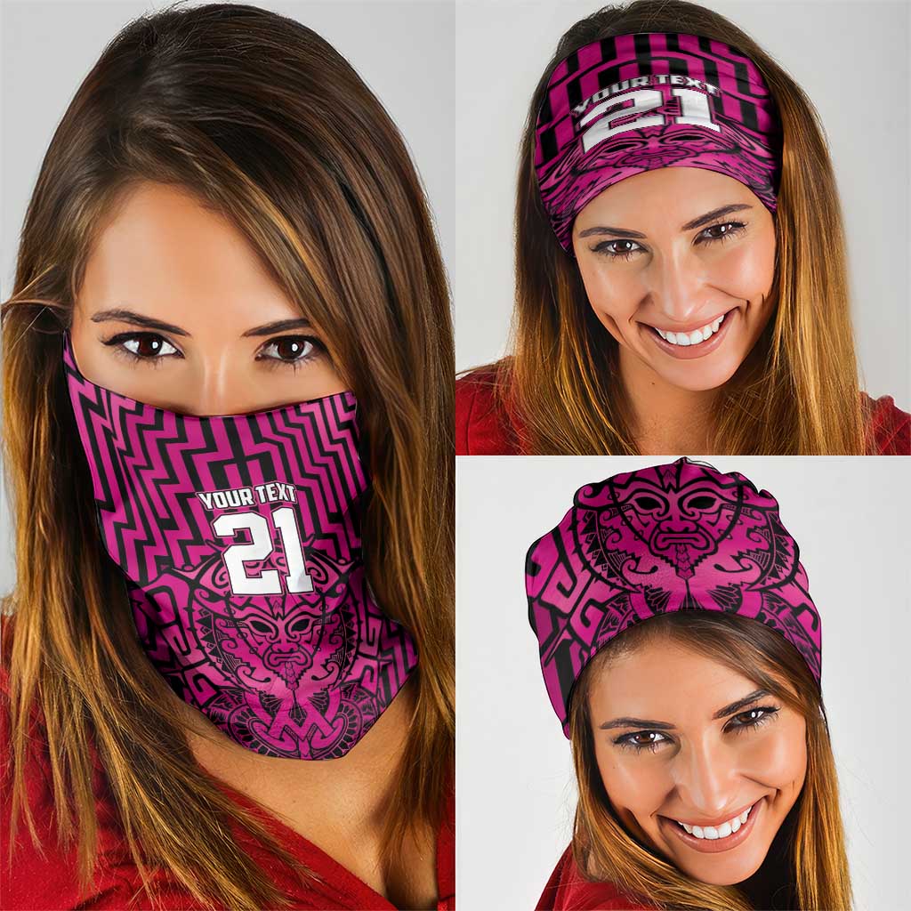 Custom Basketball New Zealand Neck Gaiter Pink Maori Ta Moko Indigenous LT9