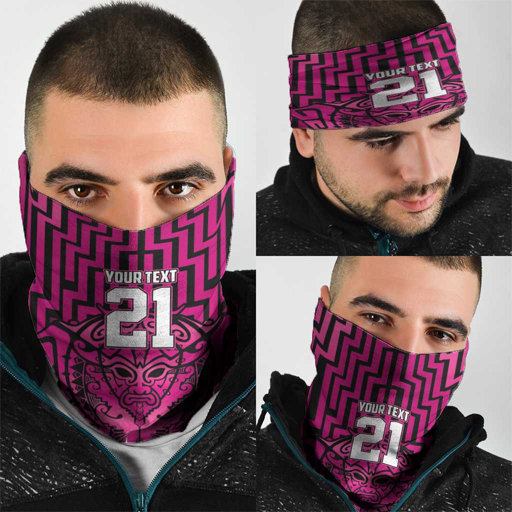 Custom Basketball New Zealand Neck Gaiter Pink Maori Ta Moko Indigenous LT9