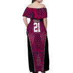 Custom Basketball New Zealand Off Shoulder Maxi Dress Pink Maori Ta Moko Indigenous - Aussie Hoodie