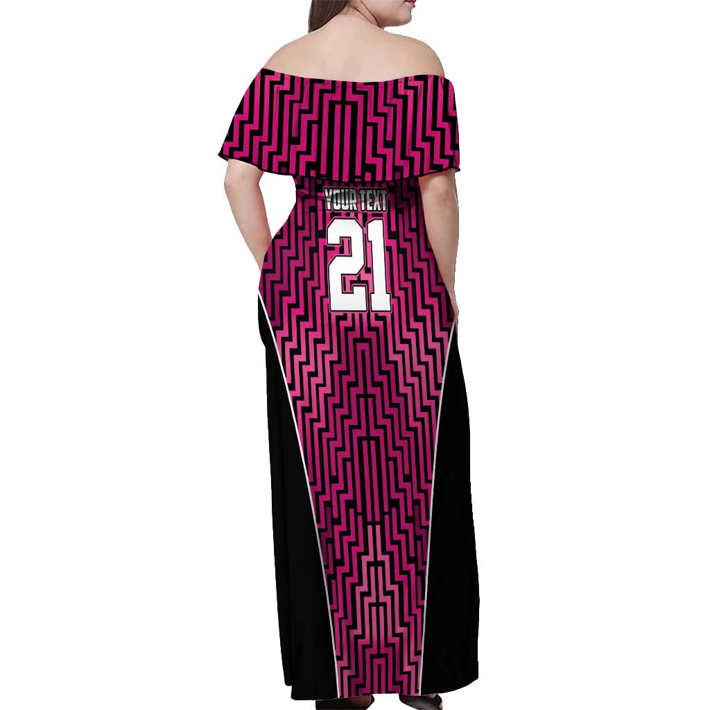 Custom Basketball New Zealand Off Shoulder Maxi Dress Pink Maori Ta Moko Indigenous - Aussie Hoodie