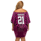 Custom Basketball New Zealand Off Shoulder Short Dress Pink Maori Ta Moko Indigenous - Aussie Hoodie