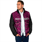 Custom Basketball New Zealand Padded Jacket Pink Maori Ta Moko Indigenous - Aussie Hoodie