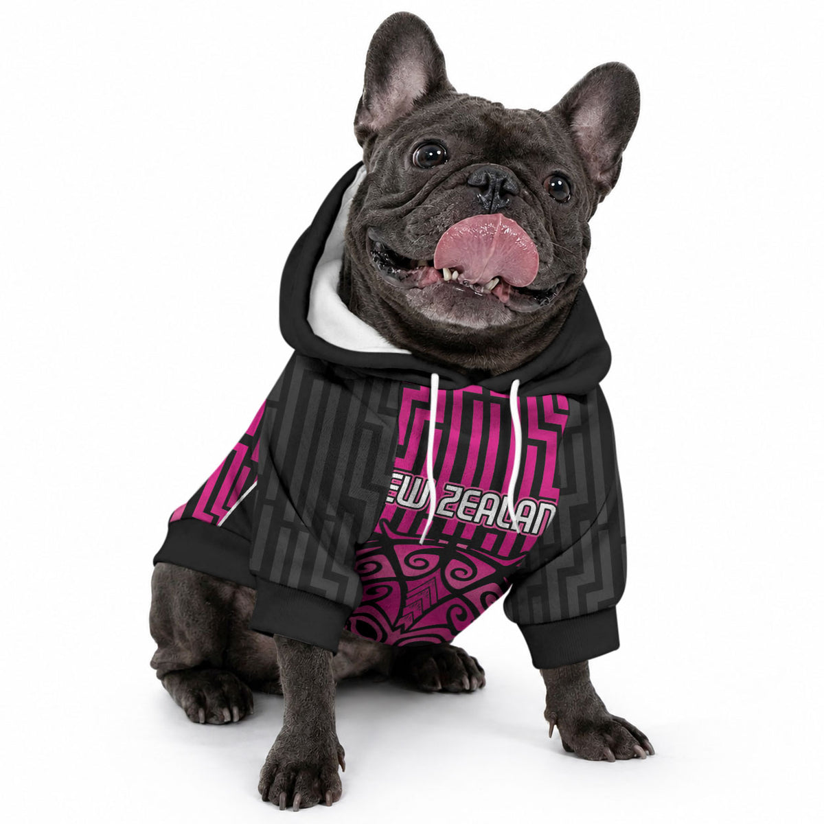 Custom Basketball New Zealand Pet Hoodie Pink Maori Ta Moko Indigenous