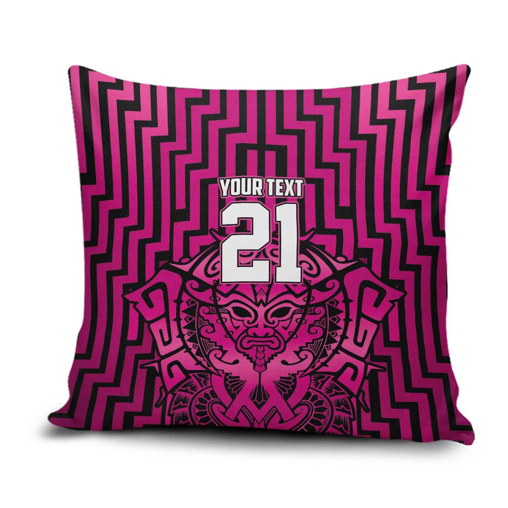 Custom Basketball New Zealand Pillow Cover Pink Maori Ta Moko Indigenous - Aussie Hoodie