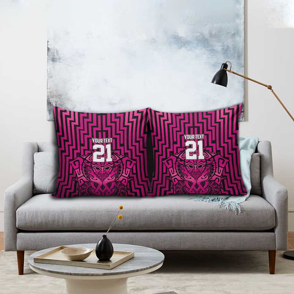 Custom Basketball New Zealand Pillow Cover Pink Maori Ta Moko Indigenous - Aussie Hoodie