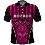 Custom Basketball New Zealand Polo Shirt Pink Maori Ta Moko Indigenous - Aussie Hoodie