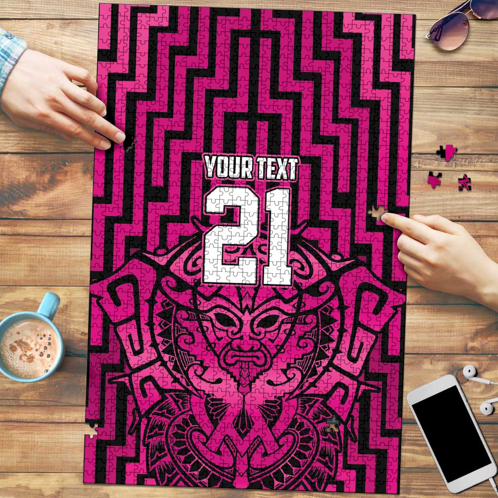 Custom Basketball New Zealand Puzzle Pink Maori Ta Moko Indigenous - Aussie Hoodie