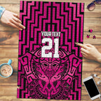 Custom Basketball New Zealand Puzzle Pink Maori Ta Moko Indigenous - Aussie Hoodie