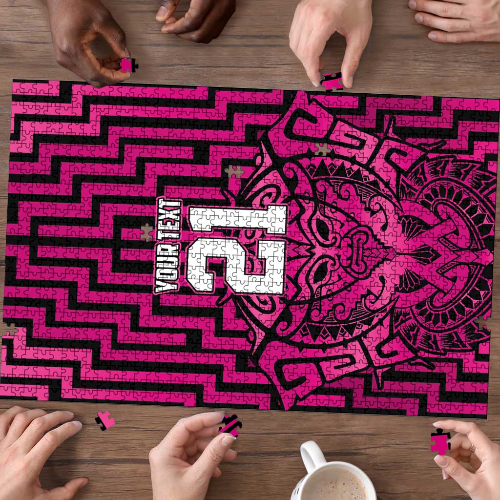 Custom Basketball New Zealand Puzzle Pink Maori Ta Moko Indigenous - Aussie Hoodie