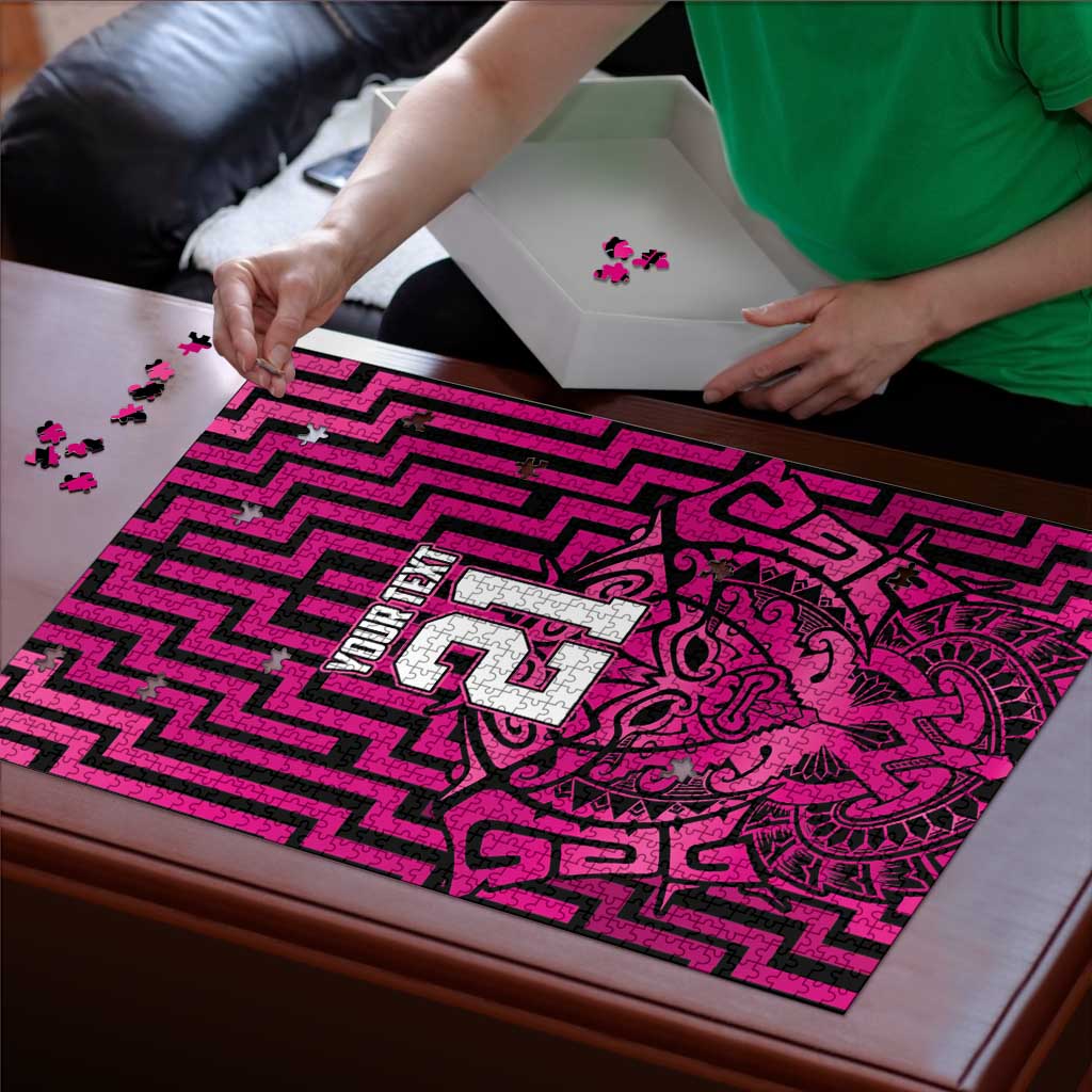 Custom Basketball New Zealand Puzzle Pink Maori Ta Moko Indigenous - Aussie Hoodie