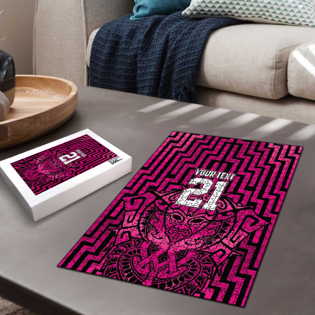 Custom Basketball New Zealand Puzzle Pink Maori Ta Moko Indigenous - Aussie Hoodie