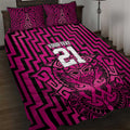 Custom Basketball New Zealand Quilt Bed Set Pink Maori Ta Moko Indigenous - Aussie Hoodie