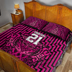 Custom Basketball New Zealand Quilt Bed Set Pink Maori Ta Moko Indigenous - Aussie Hoodie