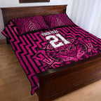 Custom Basketball New Zealand Quilt Bed Set Pink Maori Ta Moko Indigenous - Aussie Hoodie