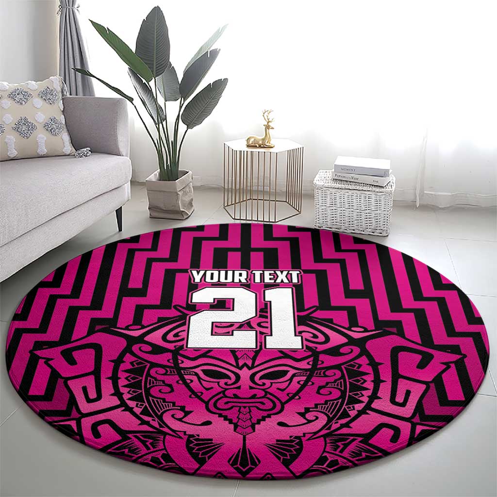 Custom Basketball New Zealand Round Carpet Pink Maori Ta Moko Indigenous - Aussie Hoodie