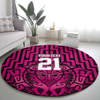 Custom Basketball New Zealand Round Carpet Pink Maori Ta Moko Indigenous - Aussie Hoodie