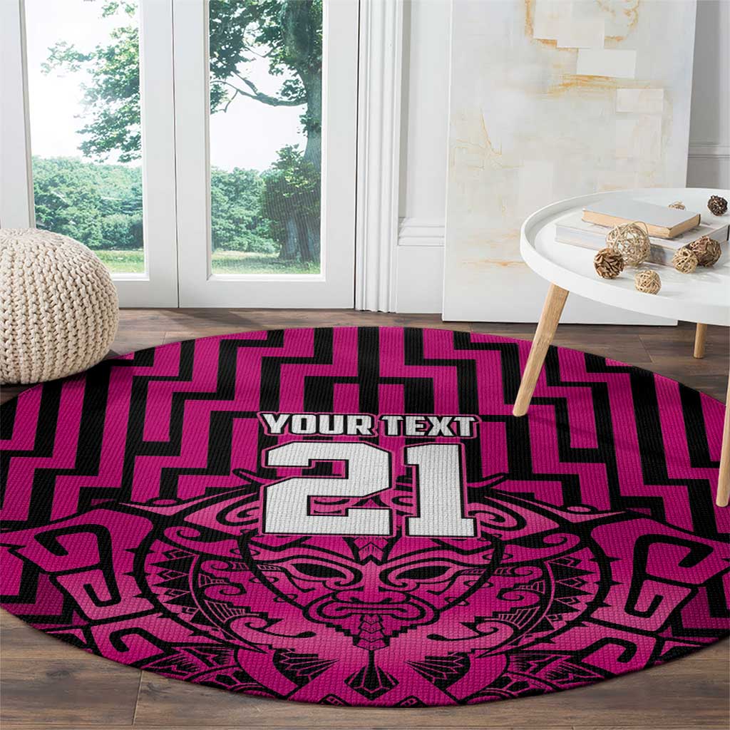 Custom Basketball New Zealand Round Carpet Pink Maori Ta Moko Indigenous - Aussie Hoodie