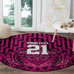 Custom Basketball New Zealand Round Carpet Pink Maori Ta Moko Indigenous - Aussie Hoodie