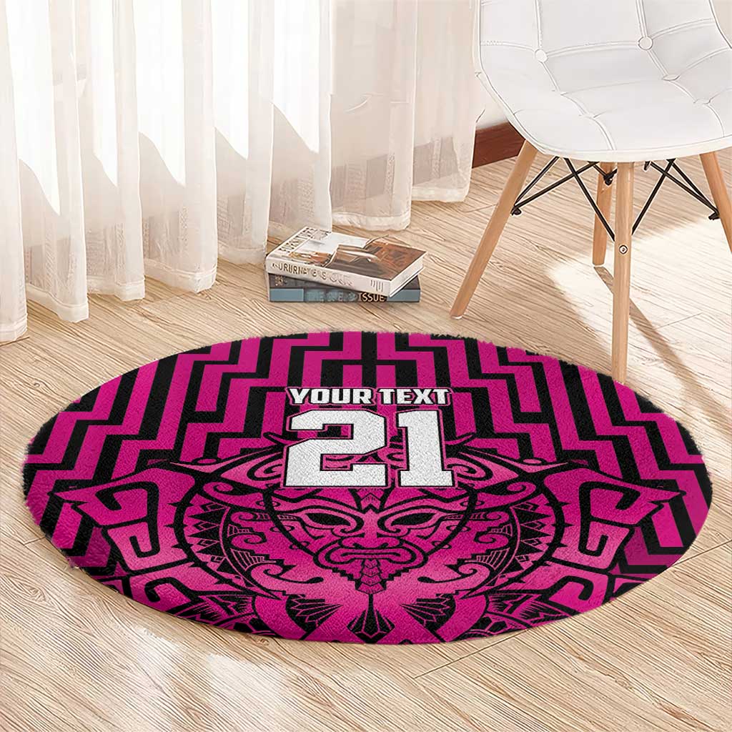 Custom Basketball New Zealand Round Carpet Pink Maori Ta Moko Indigenous - Aussie Hoodie
