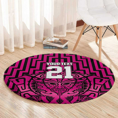 Custom Basketball New Zealand Round Carpet Pink Maori Ta Moko Indigenous - Aussie Hoodie