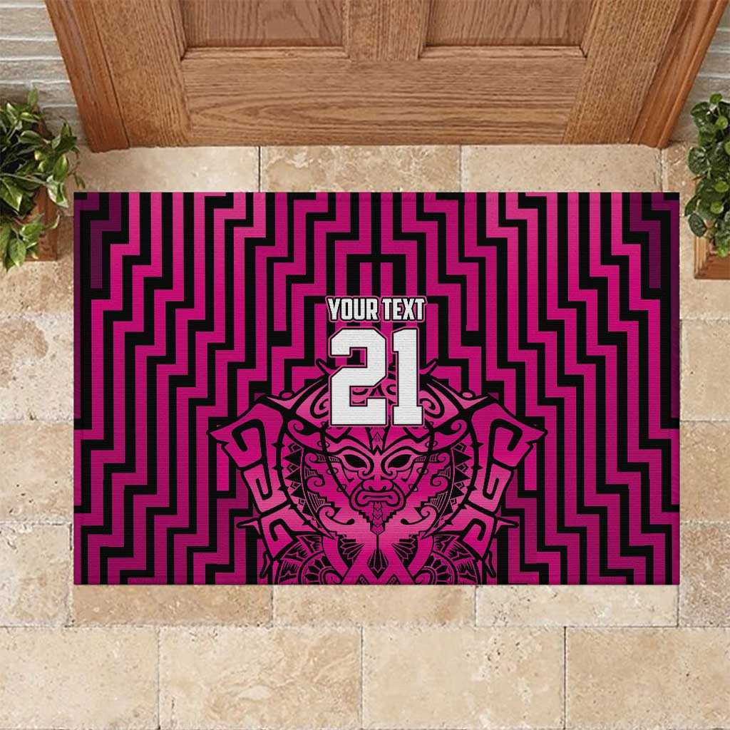 Custom Basketball New Zealand Rubber Doormat Pink Maori Ta Moko Indigenous - Aussie Hoodie
