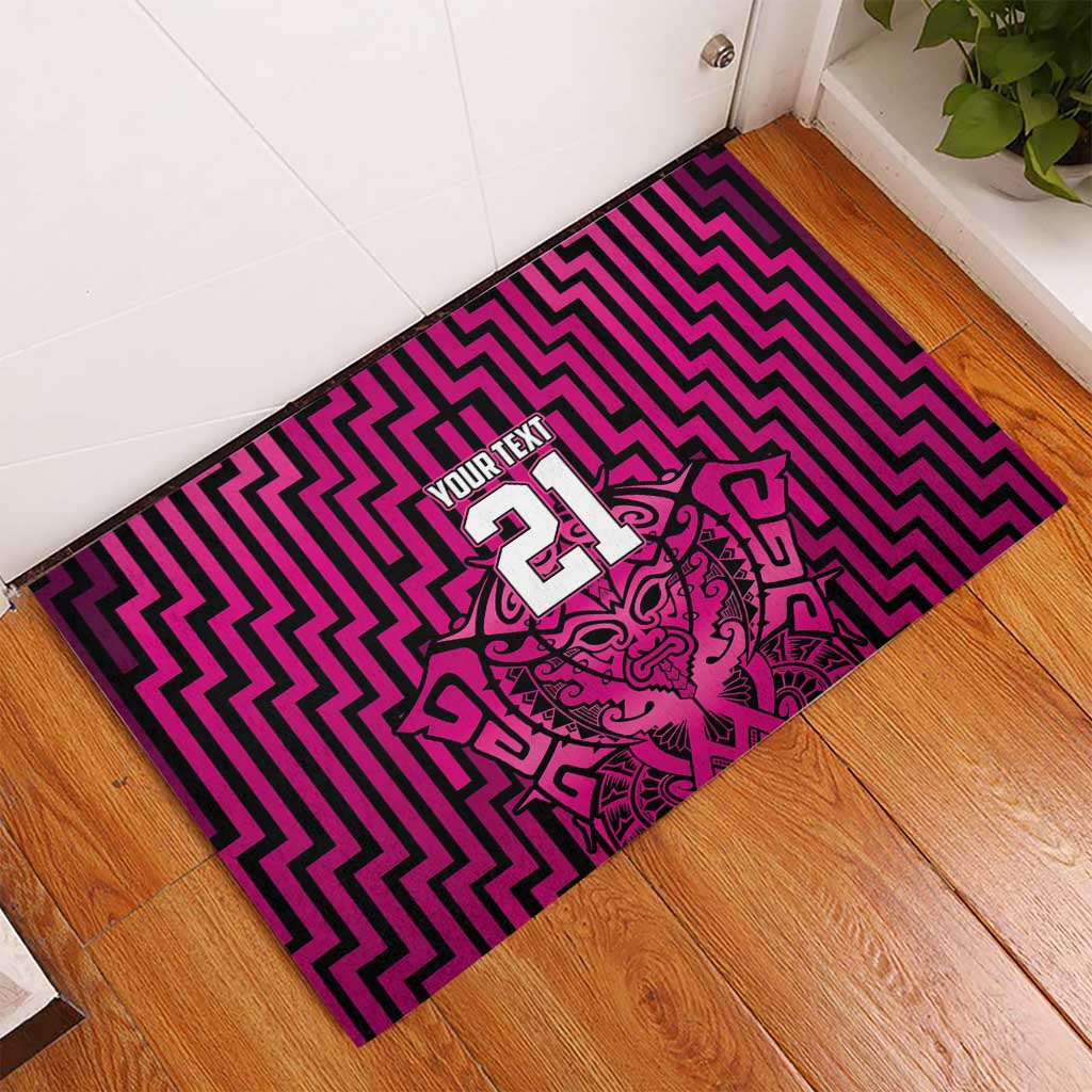 Custom Basketball New Zealand Rubber Doormat Pink Maori Ta Moko Indigenous - Aussie Hoodie