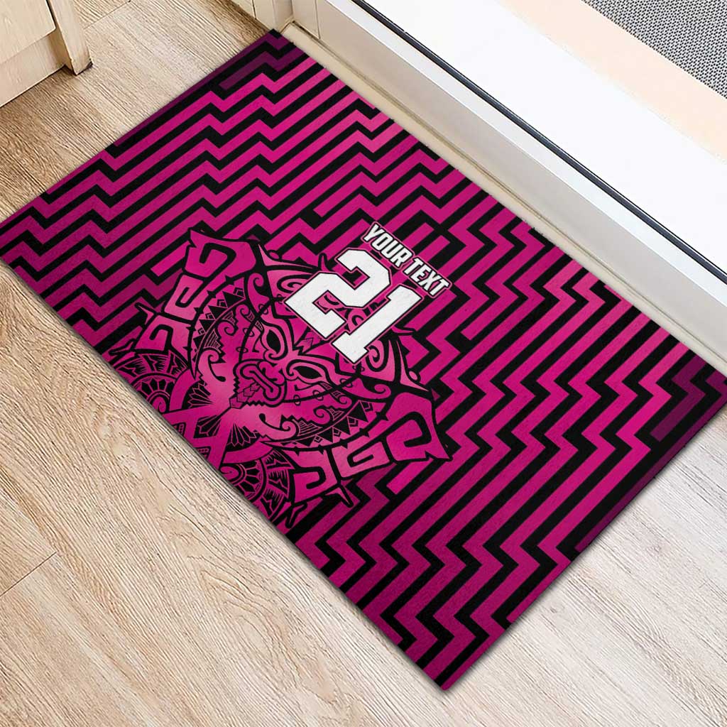 Custom Basketball New Zealand Rubber Doormat Pink Maori Ta Moko Indigenous - Aussie Hoodie