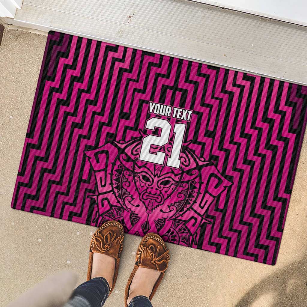 Custom Basketball New Zealand Rubber Doormat Pink Maori Ta Moko Indigenous - Aussie Hoodie