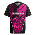 Custom Basketball New Zealand Rugby Jersey Pink Maori Ta Moko Indigenous - Aussie Hoodie