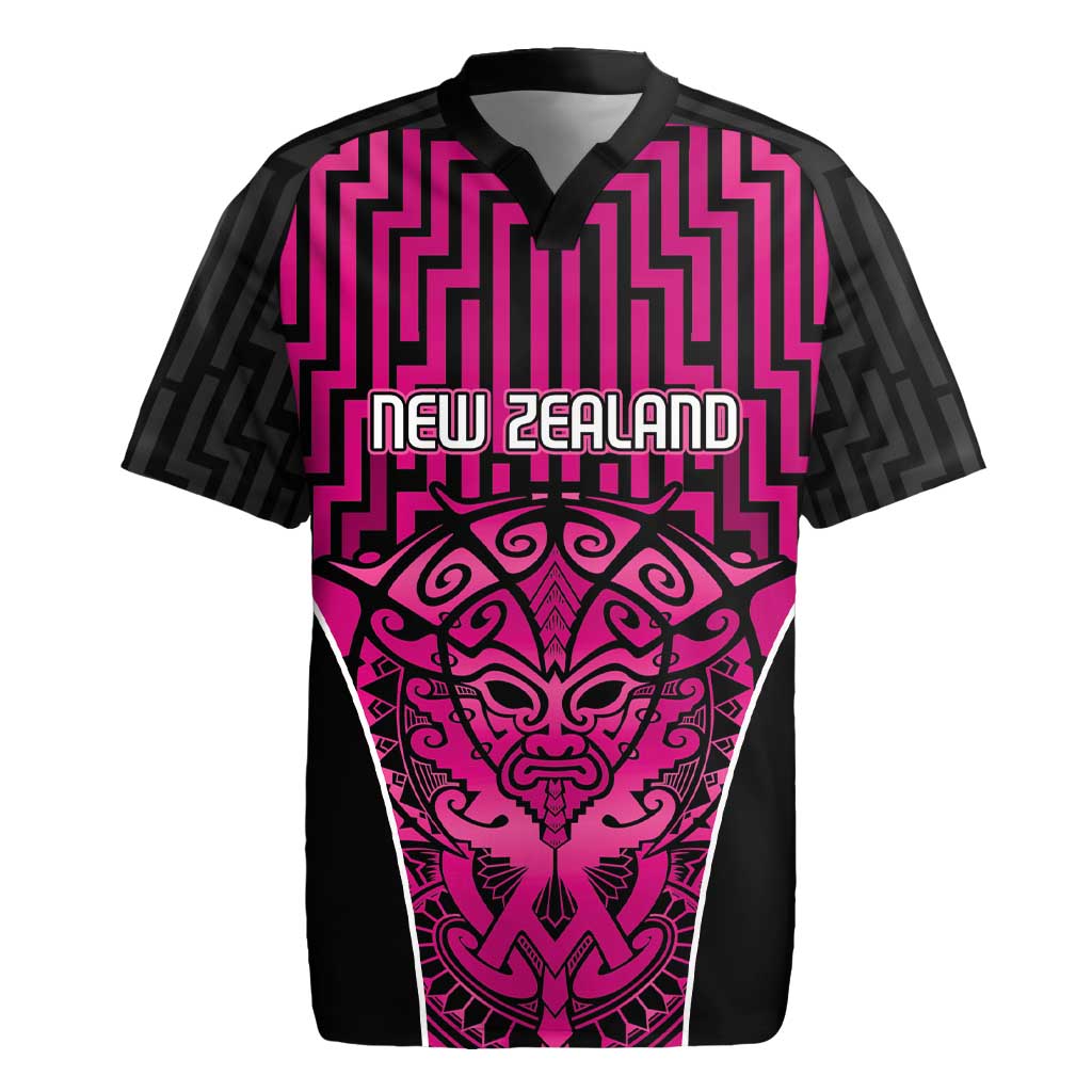 Custom Basketball New Zealand Rugby Jersey Pink Maori Ta Moko Indigenous - Aussie Hoodie