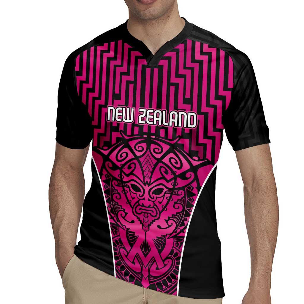 Custom Basketball New Zealand Rugby Jersey Pink Maori Ta Moko Indigenous - Aussie Hoodie