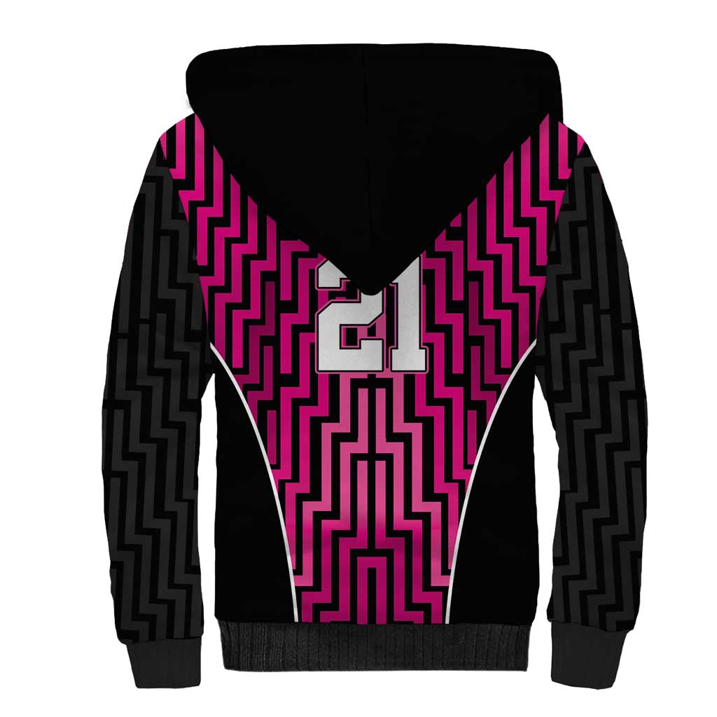 Custom Basketball New Zealand Sherpa Hoodie Pink Maori Ta Moko Indigenous - Aussie Hoodie