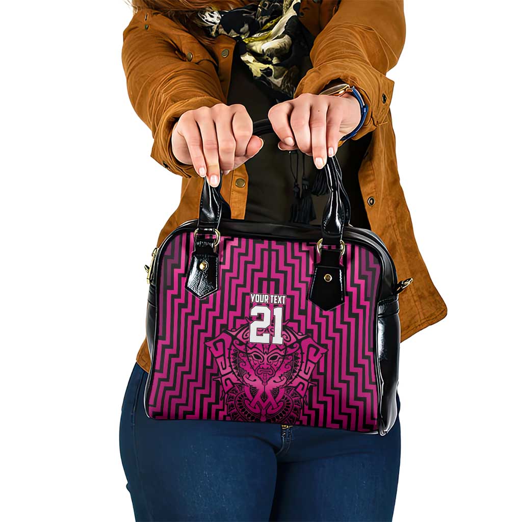 Custom Basketball New Zealand Shoulder Handbag Pink Maori Ta Moko Indigenous - Aussie Hoodie