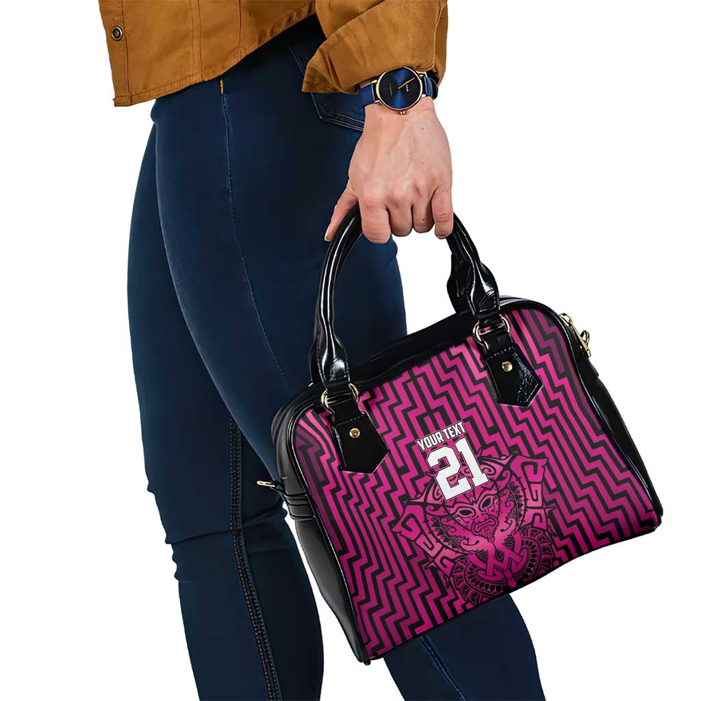 Custom Basketball New Zealand Shoulder Handbag Pink Maori Ta Moko Indigenous - Aussie Hoodie