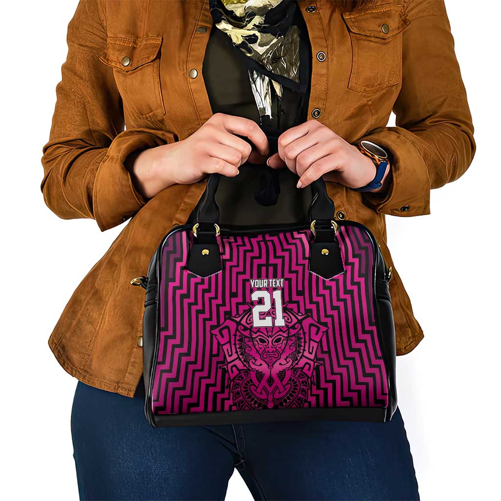 Custom Basketball New Zealand Shoulder Handbag Pink Maori Ta Moko Indigenous - Aussie Hoodie