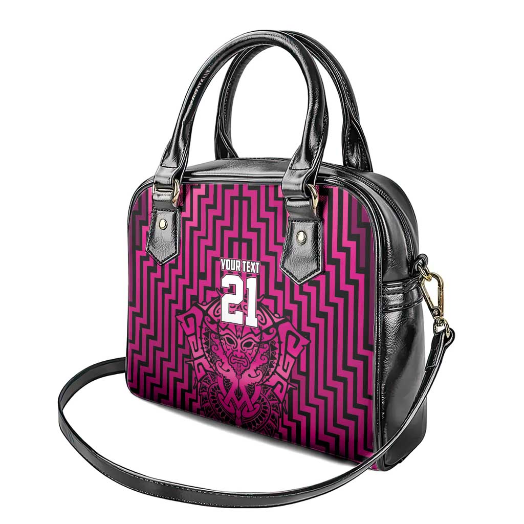 Custom Basketball New Zealand Shoulder Handbag Pink Maori Ta Moko Indigenous - Aussie Hoodie