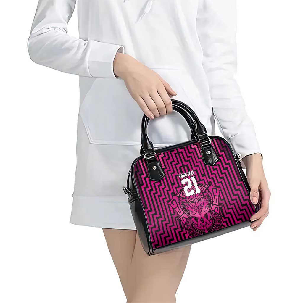 Custom Basketball New Zealand Shoulder Handbag Pink Maori Ta Moko Indigenous - Aussie Hoodie