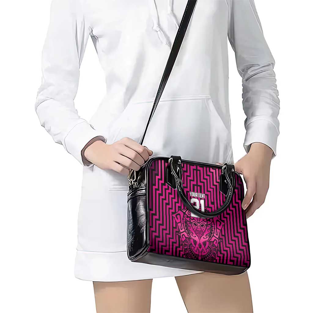 Custom Basketball New Zealand Shoulder Handbag Pink Maori Ta Moko Indigenous - Aussie Hoodie