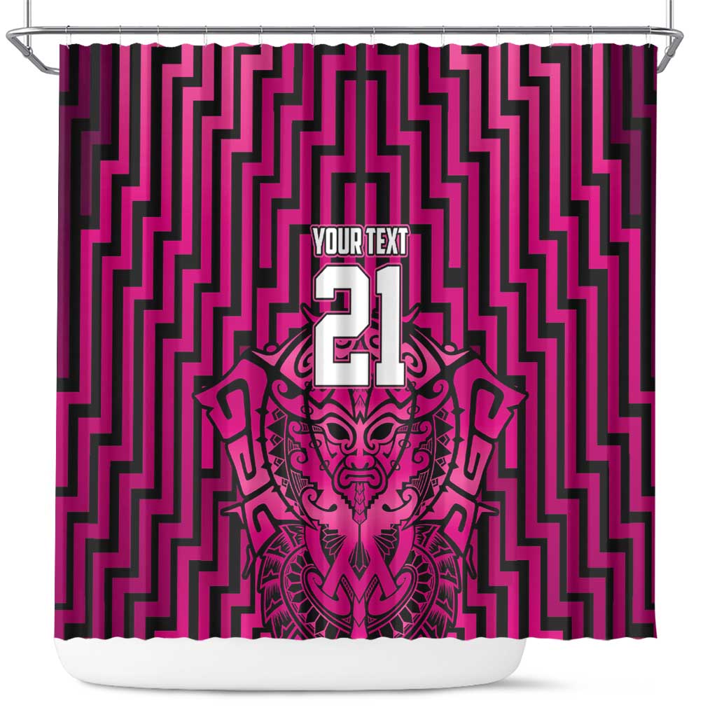 Custom Basketball New Zealand Shower Curtain Pink Maori Ta Moko Indigenous - Aussie Hoodie