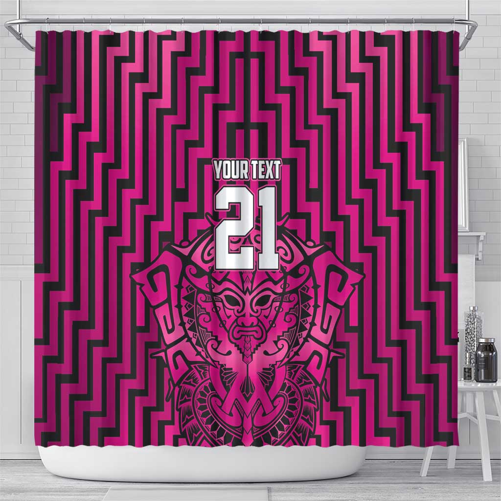 Custom Basketball New Zealand Shower Curtain Pink Maori Ta Moko Indigenous - Aussie Hoodie