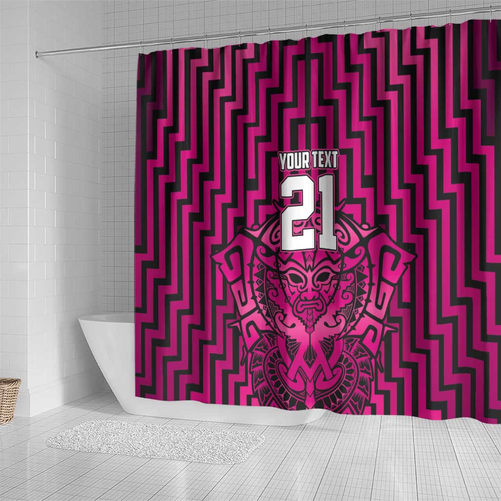 Custom Basketball New Zealand Shower Curtain Pink Maori Ta Moko Indigenous - Aussie Hoodie