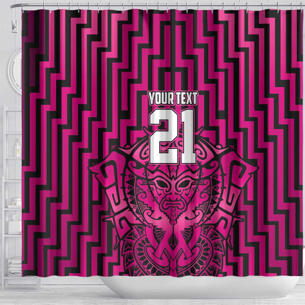 Custom Basketball New Zealand Shower Curtain Pink Maori Ta Moko Indigenous - Aussie Hoodie