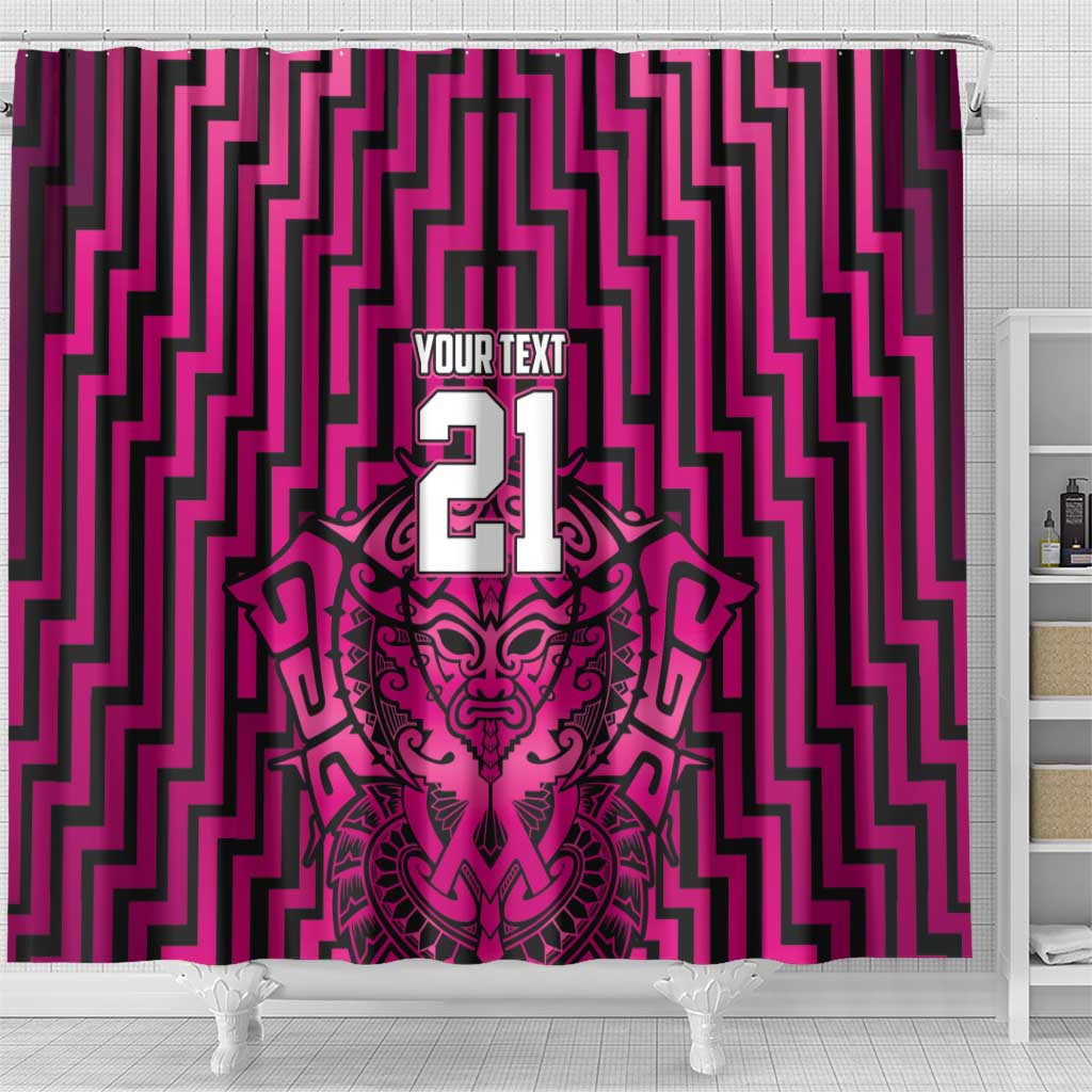Custom Basketball New Zealand Shower Curtain Pink Maori Ta Moko Indigenous - Aussie Hoodie